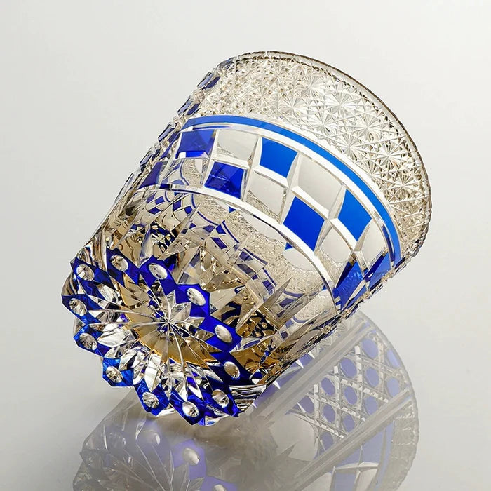 Edo Kiriko Hand-Carved Sapphire Motif Whiskey Glass – A Deep Dive into Luminous Elegance