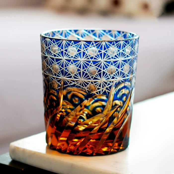 Edo Kiriko Hand-Carved Wave Whiskey Glass – The Ocean’s Breath in Your Hands