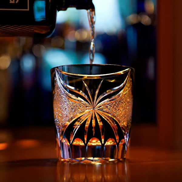 Edo Kiriko Hand-Carved Lepidoptera Whisky Glass – A Flight of Transformation in Crystal