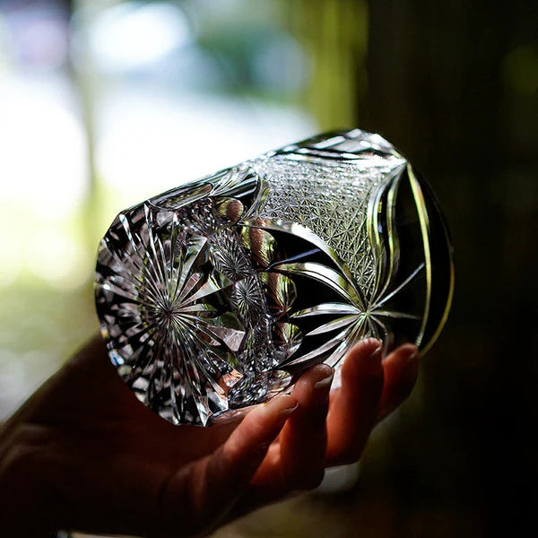 Edo Kiriko Hand-Carved Lepidoptera Whisky Glass – A Flight of Transformation in Crystal