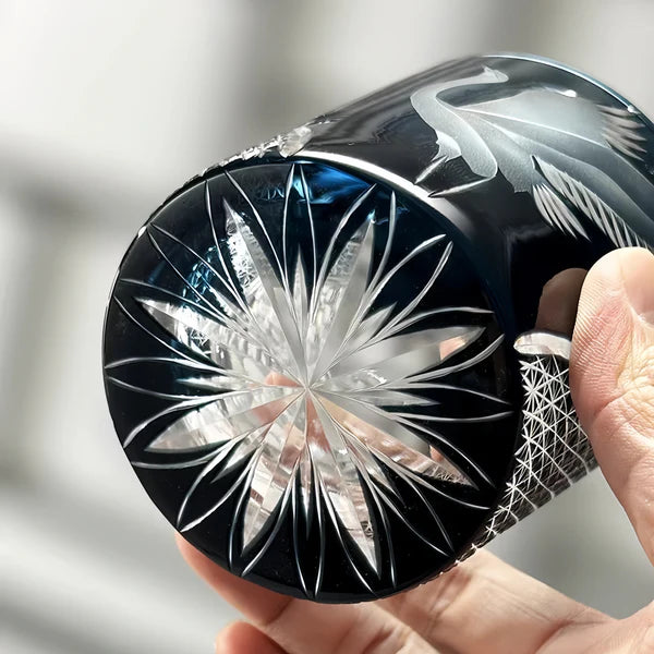 Edo Kiriko Soaring Crane Whisky Glass – Hand-Carved Premium Crystal Glass | Grace in Flight