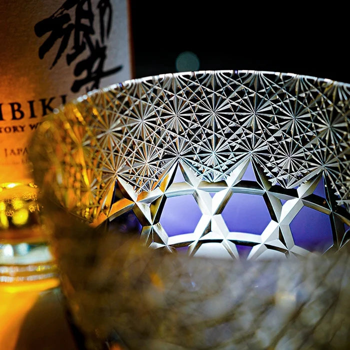 Edo Kiriko Amethyst Fluorite Whisky Glass – Hand-Carved Premium Crystal Glass | Radiant Brilliance
