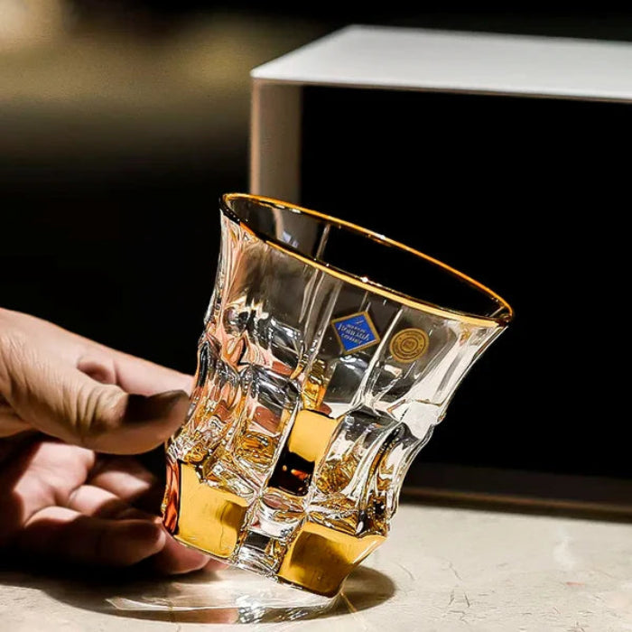 Bohemia Royal Whisky Glass – Hand-Cut Czech Crystal | Gold Rim