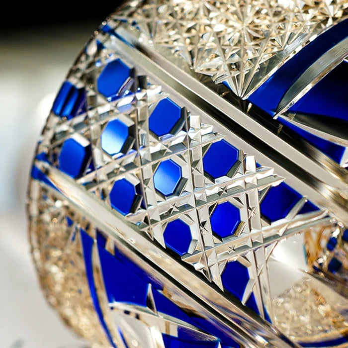 Edo Kiriko Hand-Carved Sapphire Motif Whiskey Glass – A Deep Dive into Luminous Elegance