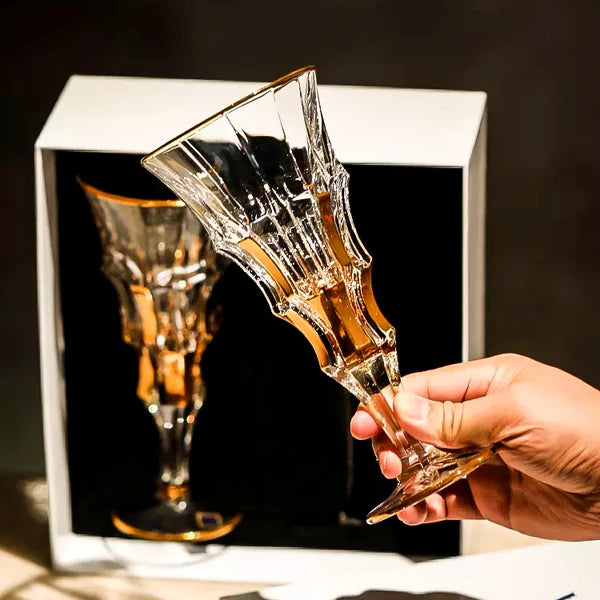 Bohemia Royal Stemmed Glass – Hand-Cut Czech Crystal | Gold Rim