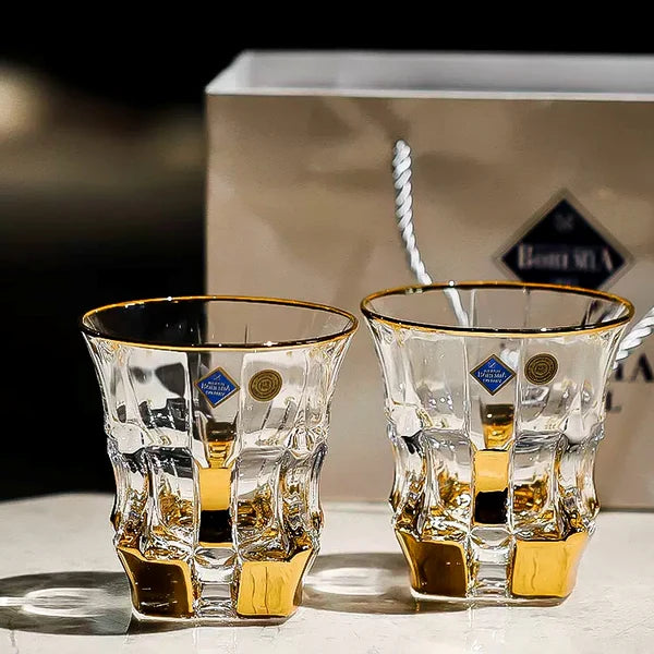 Bohemia Royal Whisky Glass – Hand-Cut Czech Crystal | Gold Rim