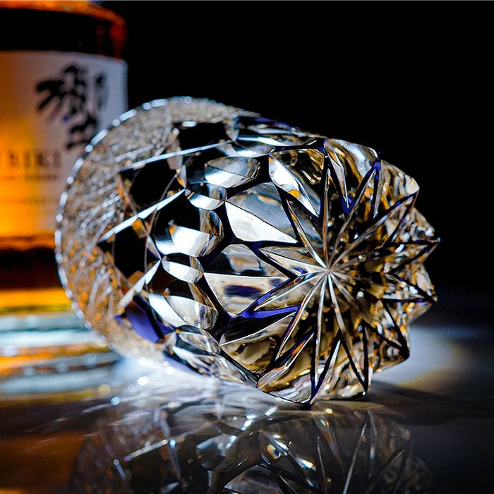 Edo Kiriko Amethyst Fluorite Whisky Glass – Hand-Carved Premium Crystal Glass | Radiant Brilliance
