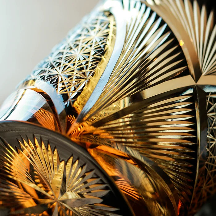 Edo Kiriko Hand-Carved Black Crane Feather Whiskey Glass – Wings of Grace, Cuts of Eternity