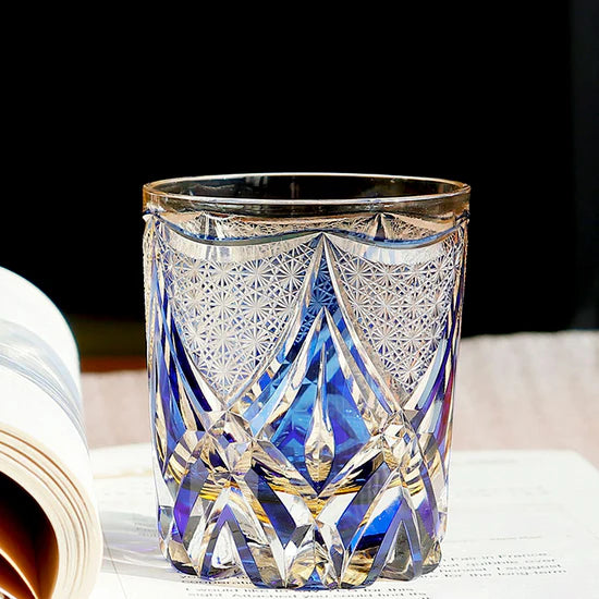 Edo Kiriko Hand-Carved Twisted Crystal Whisky Glass – A Dance of Light and Elegance