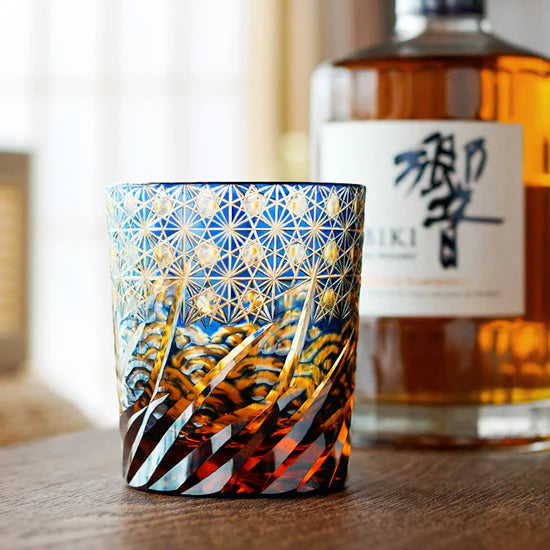 Edo Kiriko Hand-Carved Wave Whiskey Glass – The Ocean’s Breath in Your Hands