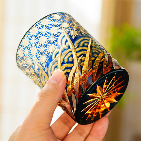Edo Kiriko Hand-Carved Wave Whiskey Glass – The Ocean’s Breath in Your Hands