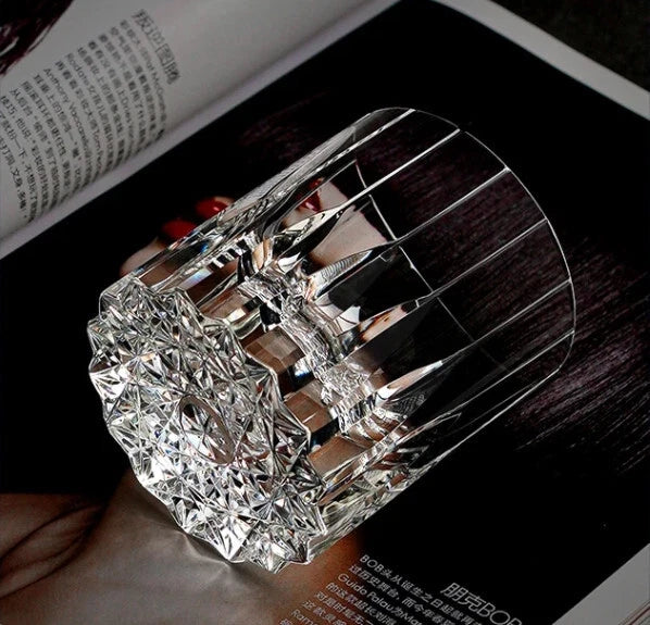 Edo Kiriko Hand-Carved Dazzling Lead-Free Premium Crystal Whiskey Glass — A Prism of Heritage and Light