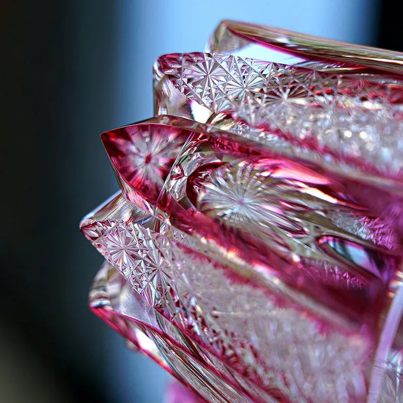 Edo Kiriko Ruby Agave Whisky Glass – Hand-Carved Premium Crystal Glass | Radiant Bloom