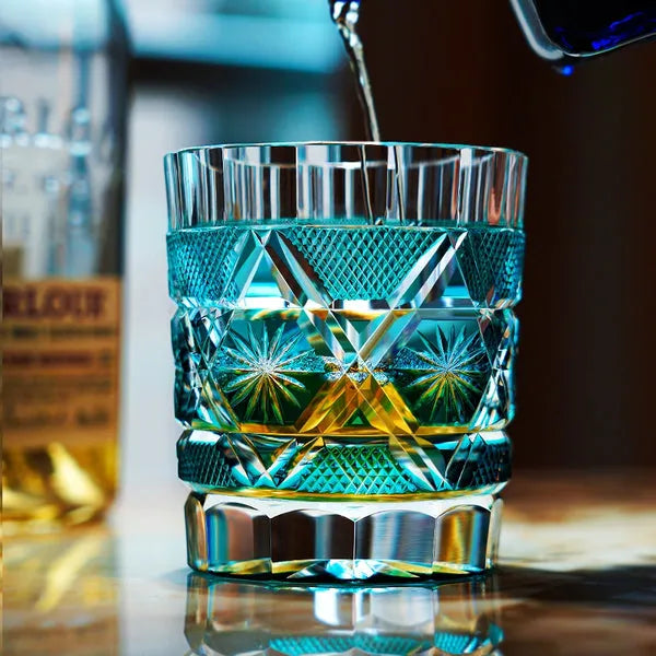 Edo Kiriko Kiku Suji Whisky Glass – Hand-Carved Premium Crystal Glass | Eternal Bloom