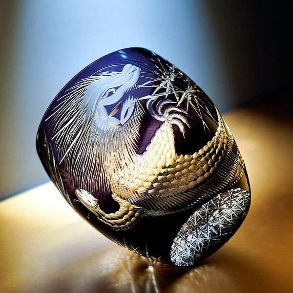 Edo Kiriko Majestic Dragon Whisky Glass – Hand-Carved Premium Crystal Glass | Mythical Power