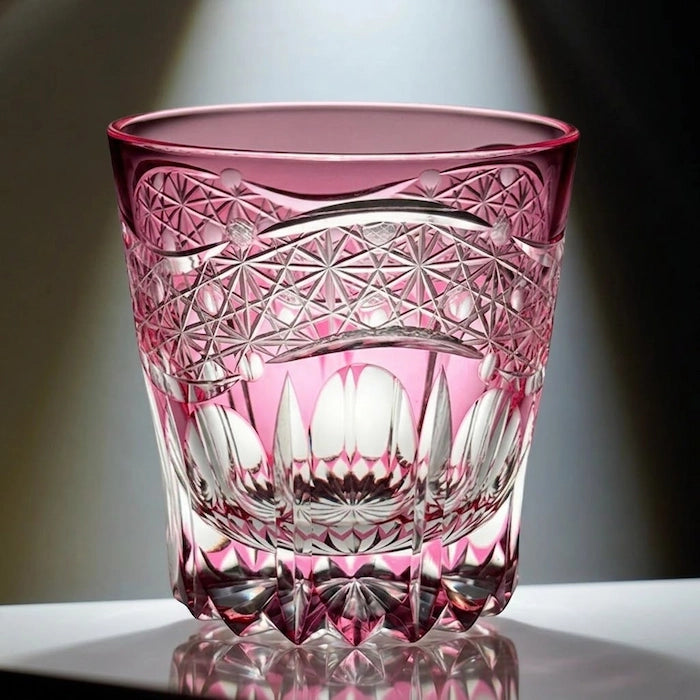 Edo Kiriko Rose Prism Whisky Glass – Hand-Carved Premium Crystal Glass | Bloom & Brilliance