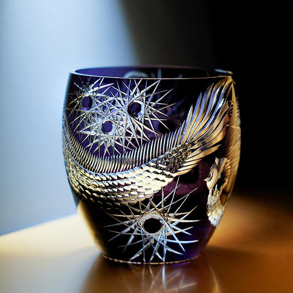 Edo Kiriko Majestic Dragon Whisky Glass – Hand-Carved Premium Crystal Glass | Mythical Power