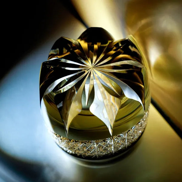 Edo Kiriko Obsidian Lightning Whisky Glass – Hand-Carved Premium Crystal Glass | Dark Majesty