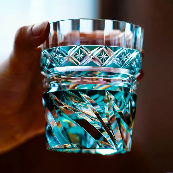 Edo Kiriko Aozora Kaze Whisky Glass – Hand-Carved Premium Crystal Glass | Azure Breeze