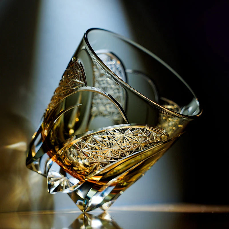 Edo Kiriko Hand-Carved Shadow Luminary Whisky Glass – A Revelation of Light in Shadow