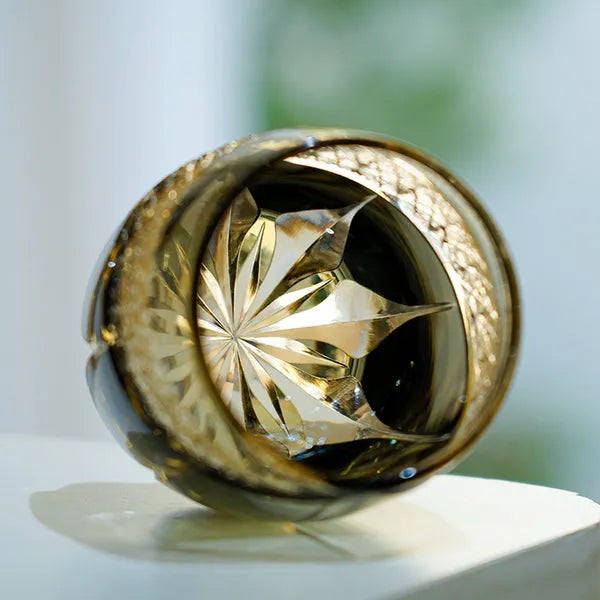 Edo Kiriko Obsidian Lightning Whisky Glass – Hand-Carved Premium Crystal Glass | Dark Majesty