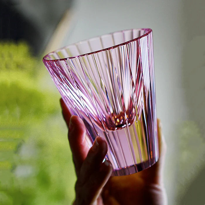 Edo Kiriko Hand-Carved Amethyst Starlit Guqin Lead-Free Premium Crystal Whiskey Glass – A Symphony of Light and Heritage