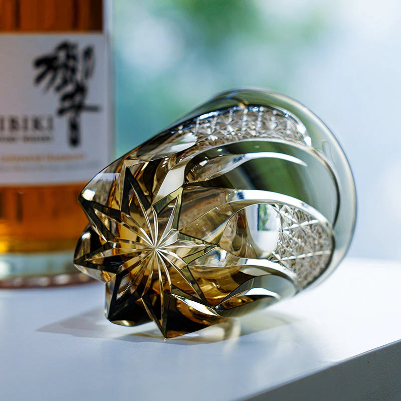 Edo Kiriko Hand-Carved Shadow Luminary Whisky Glass – A Revelation of Light in Shadow