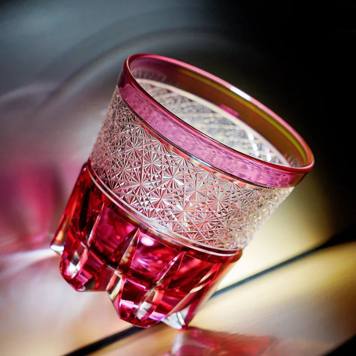 Edo Kiriko Sakura Radiance Whisky Glass – Hand-Carved Premium Crystal Glass | Cherry Blossom Brilliance