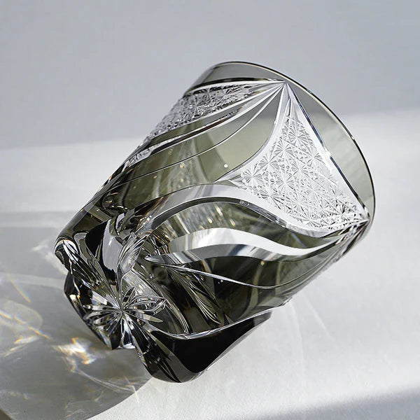 Edo Kiriko Hand-Carved Inkstone Flame Whiskey Glass – A Blaze of Artistry in Crystal