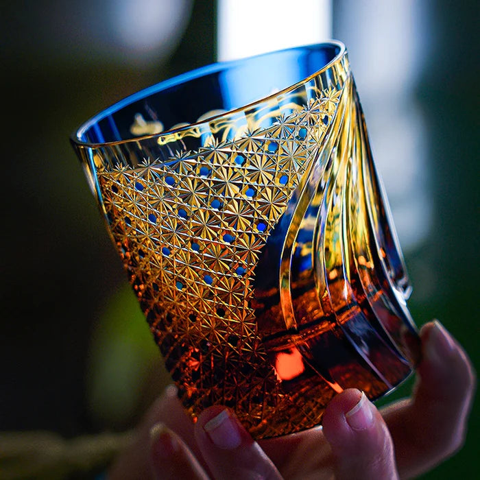 Edo Kiriko Hand-Carved Raijin Whisky Glass – The Thunder’s Eternal Echo