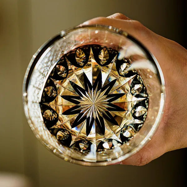 Edo Kiriko Kurokiku Whisky Glass – Hand-Carved Premium Crystal Glass | Midnight Bloom