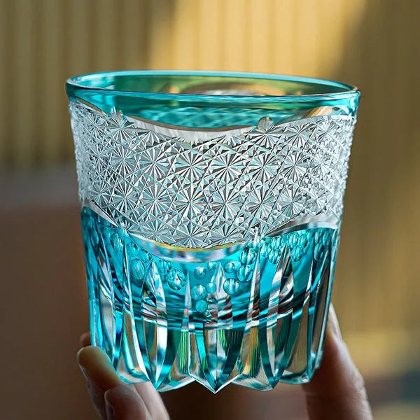 Edo Kiriko Aokiku Whisky Glass – Hand-Carved Premium Crystal Glass | Ocean Bloom