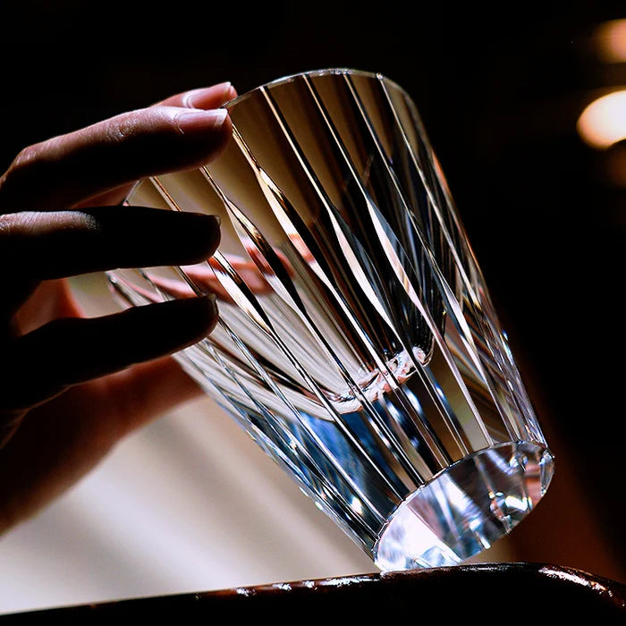 Edo Kiriko Hand-Carved Starlit Guqin Lead-Free Premium Crystal Whiskey Glass – A Symphony of Light and Heritage