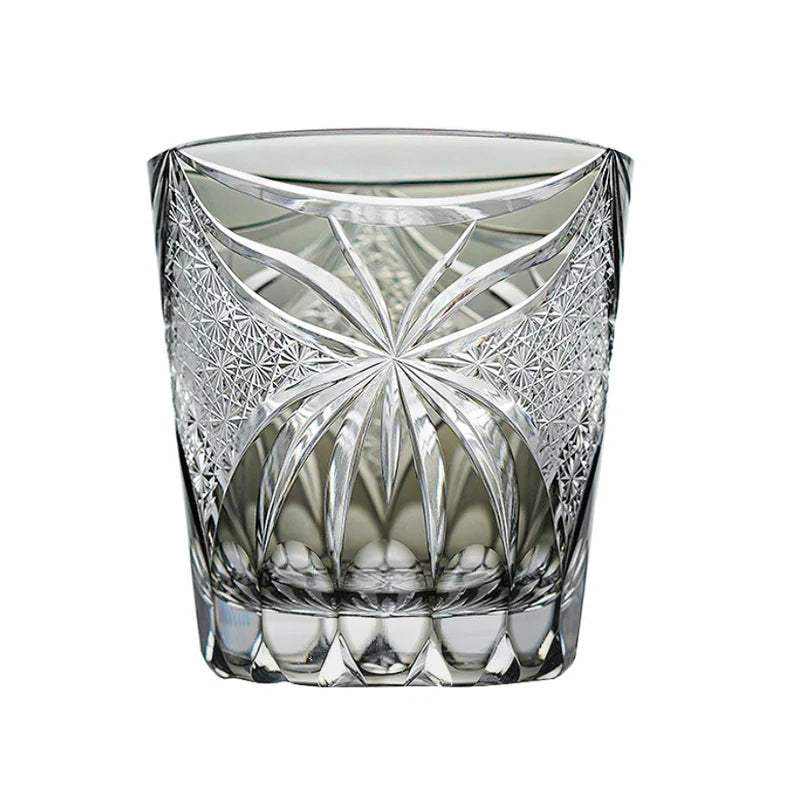 Edo Kiriko Inkstone Grey Butterfly Whisky Glass – Hand-Carved Premium Crystal Glass | Eternal Flight