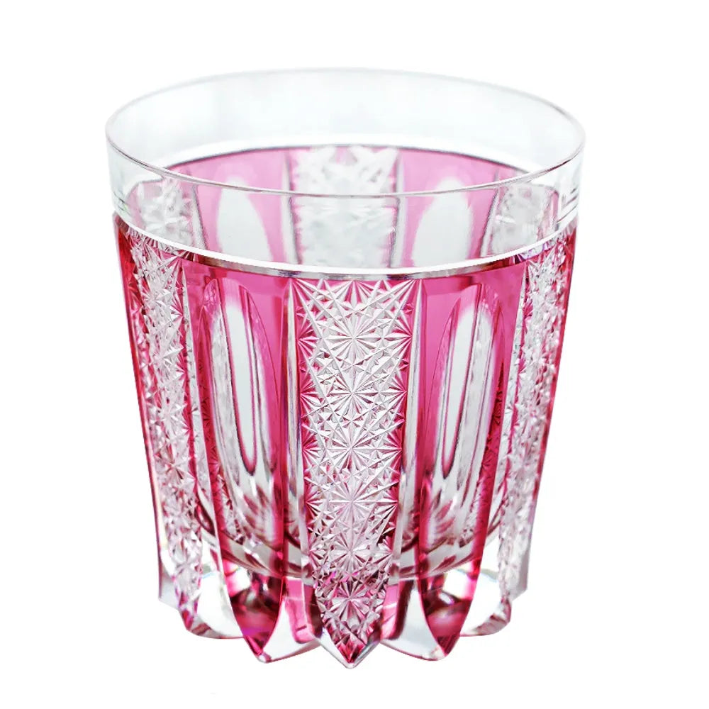 Edo Kiriko Ruby Agave Whisky Glass – Hand-Carved Premium Crystal Glass | Radiant Bloom