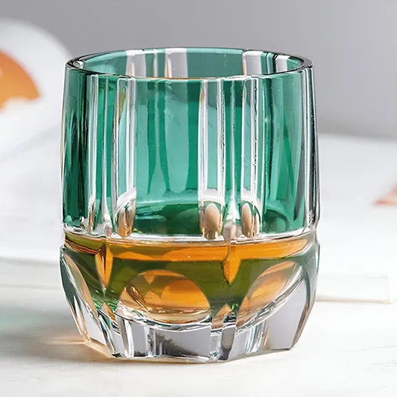 Edo Kiriko Bamboo Rhythm Whisky Glass – Hand-Carved Premium Crystal Glass | Emerald Zen