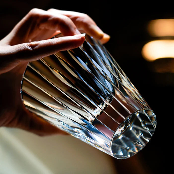 Edo Kiriko Hand-Carved Starlit Guqin Lead-Free Premium Crystal Whiskey Glass – A Symphony of Light and Heritage