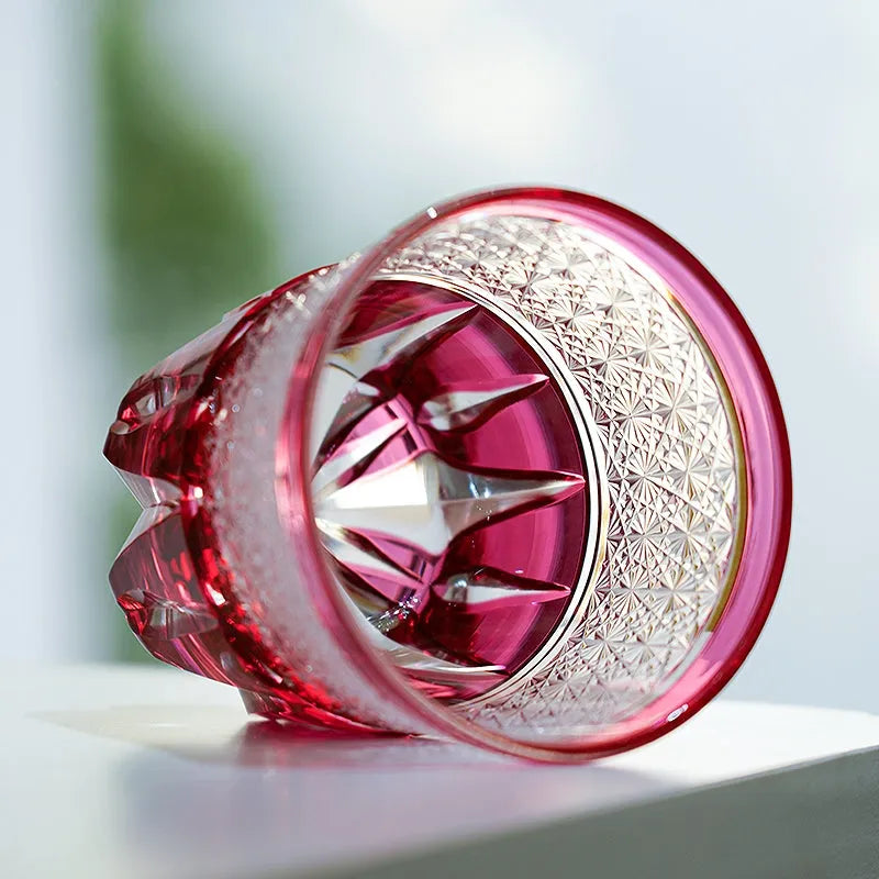 Edo Kiriko Sakura Radiance Whisky Glass – Hand-Carved Premium Crystal Glass | Cherry Blossom Brilliance