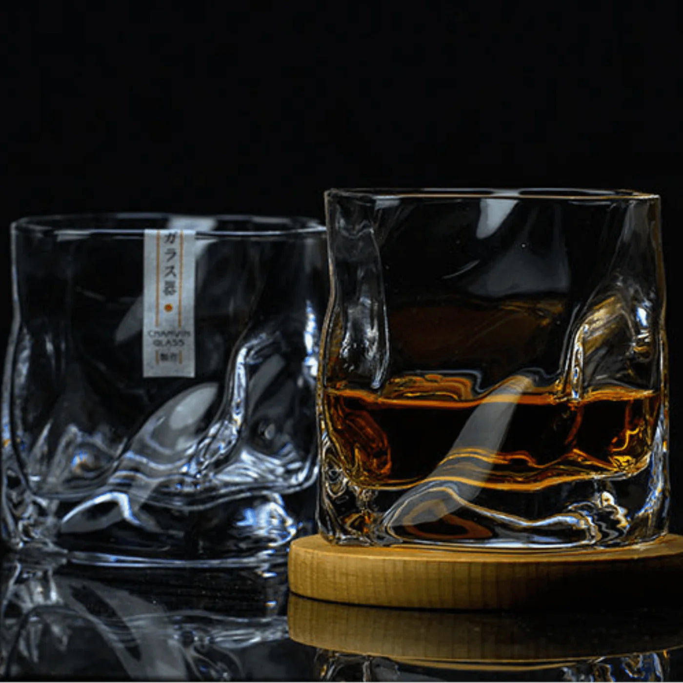 Edo Kiriko Hand-Carved Japanese Crumple Body Whisky Glass – Authentic Japanese Artistry