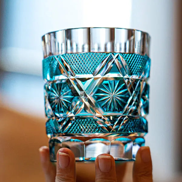 Edo Kiriko Kiku Suji Whisky Glass – Hand-Carved Premium Crystal Glass | Eternal Bloom