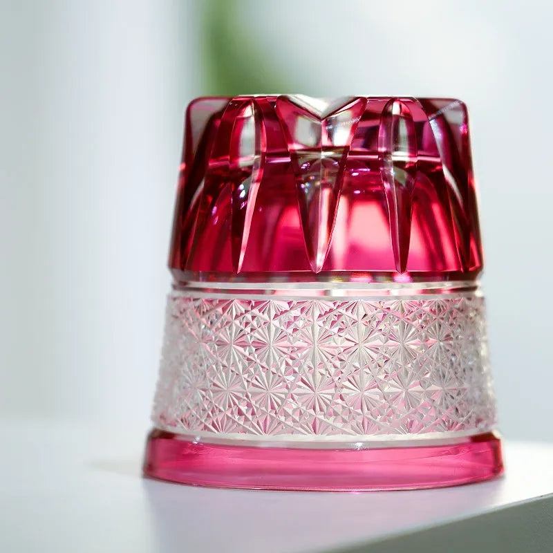 Edo Kiriko Sakura Radiance Whisky Glass – Hand-Carved Premium Crystal Glass | Cherry Blossom Brilliance