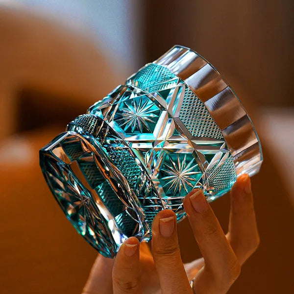 Edo Kiriko Kiku Suji Whisky Glass – Hand-Carved Premium Crystal Glass | Eternal Bloom