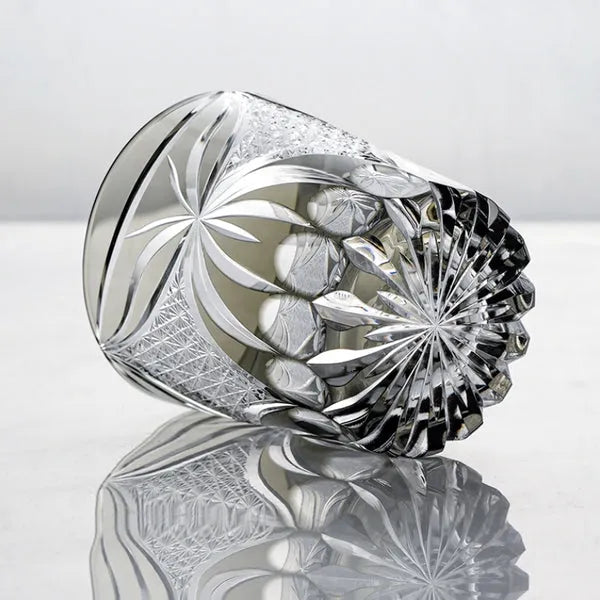 Edo Kiriko Inkstone Grey Butterfly Whisky Glass – Hand-Carved Premium Crystal Glass | Eternal Flight