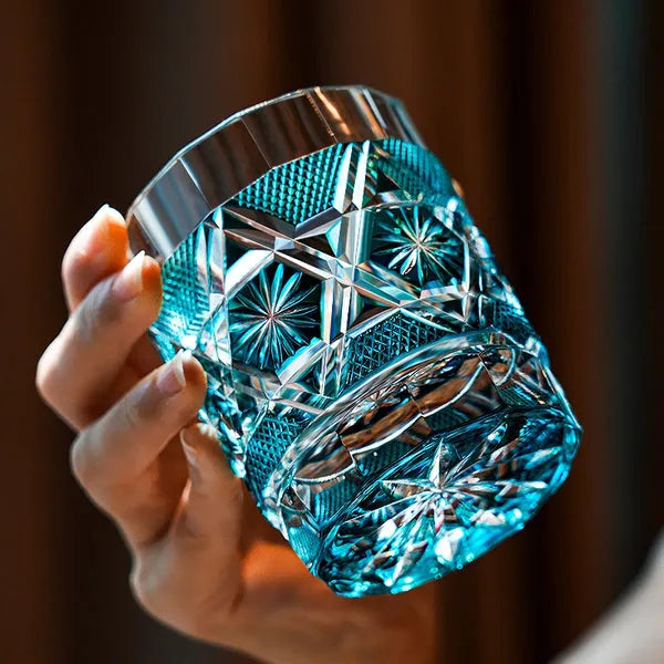 Edo Kiriko Kiku Suji Whisky Glass – Hand-Carved Premium Crystal Glass | Eternal Bloom