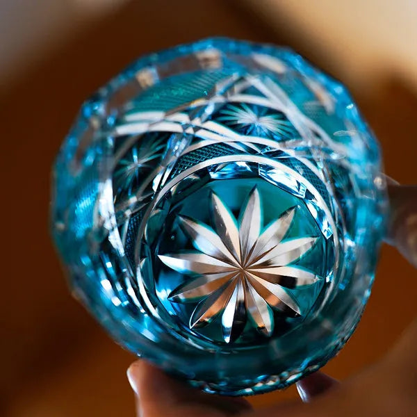 Edo Kiriko Kiku Suji Whisky Glass – Hand-Carved Premium Crystal Glass | Eternal Bloom