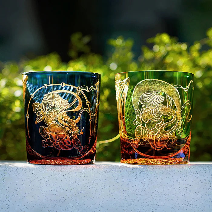 Edo Kiriko Hand-Carved Raijin Whisky Glass – The Thunder’s Eternal Echo