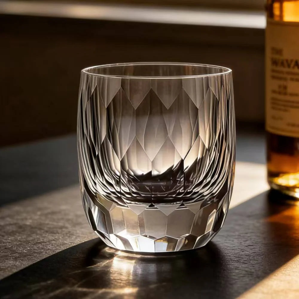 Edo Kiriko Diamond Whisky Glass – Hand-Carved Lead-Free Premium Crystal | Prismatic Light Ritual