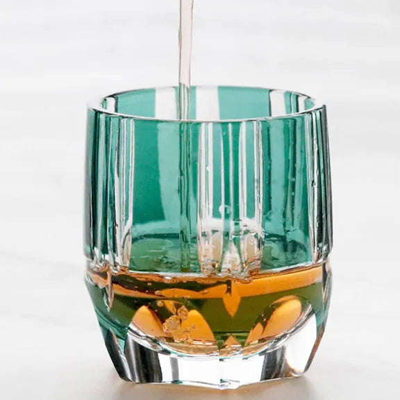 Edo Kiriko Bamboo Rhythm Whisky Glass – Hand-Carved Premium Crystal Glass | Emerald Zen
