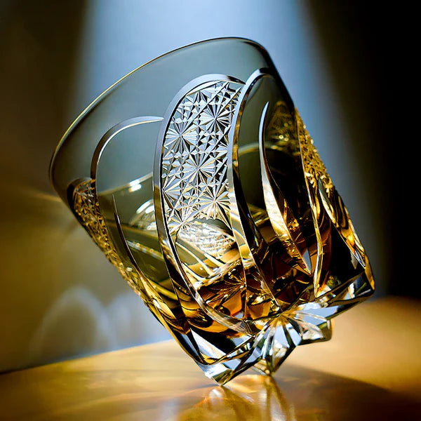 Edo Kiriko Hand-Carved Shadow Luminary Whisky Glass – A Revelation of Light in Shadow