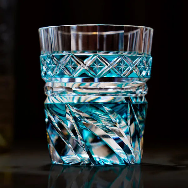 Edo Kiriko Aozora Kaze Whisky Glass – Hand-Carved Premium Crystal Glass | Azure Breeze